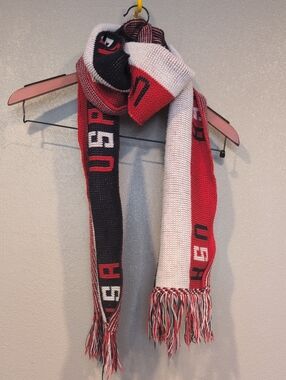 Vintage Team USA Americana Patriotic Knit Scarf 4th Of July Winter Wear